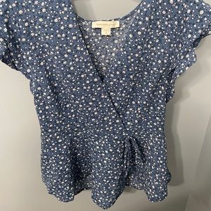 Women’s baby doll peplum top blue and white